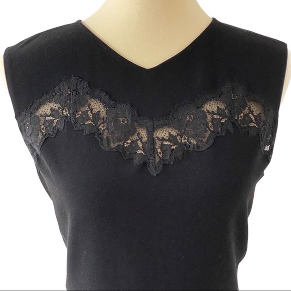 NWT Rebecca Taylor Black Crepe & Lace Sleeveless Peplum Blouse Size 10 - Picture 6 of 12